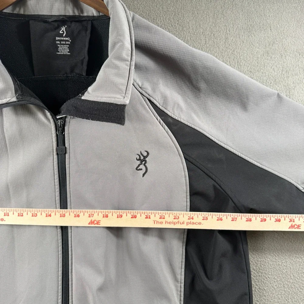 Browning Softshell Jacket Men 2XL Gray Black Full Zip Tactical Gorpcore Trail